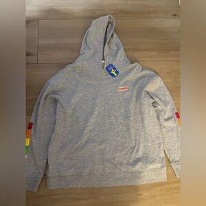 NEW Haribo Long Sleeve Fleece Lined Oversized Gray Pullover Hoodie L $49